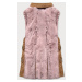Elegantní vesta v karamelovo-růžové barvě z eko kůže a kožešiny (BR9592-51022)
