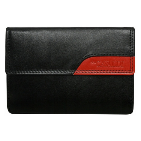 Praktická kožená peněženka s klopou IVA, černo-červená