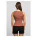 Ladies Rib Knit Asymmetric Top - terracotta