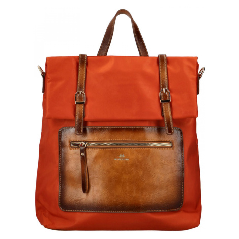 Městský dámský látkový batoh s kapsou na přední straně Kata, oranžový MINISSIMI