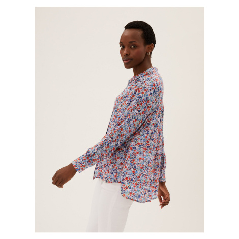 Dlouhá květovaná košile normálního střihu Marks & Spencer vícebarevná