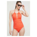Jednodílné plavky Lauren Ralph Lauren oranžová barva, mírně vyztužený košík, 20201208