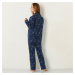 Flanelové pyžamo s potiskem námořnická modrá