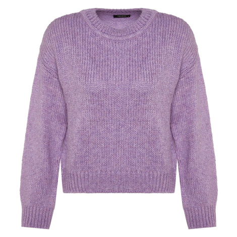 Trendyol Lilac Wide Fit Měkký texturovaný základní pletený svetr