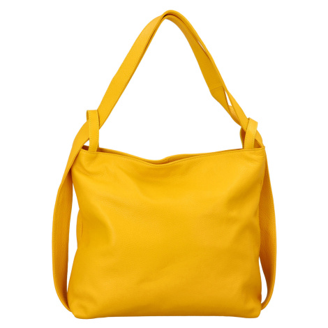 Stylová kožený kabelko batoh Becky, žlutá Delami Vera Pelle