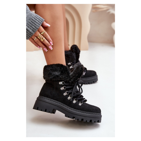 Dámské šněrovací boty s kožíškem Vaminia