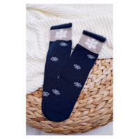 Dámské Ponožky Teplé tmavě modré se sněhovou vločkou