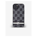 PU Leather Checkered Pattern and Stripe Zadní Kryt pro iPhone 13 Black DKNY