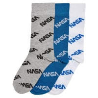 Celoplošné dětské ponožky NASA, 3 balení, zářivě modrá/šedá/bílá