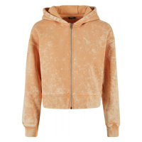 Ladies Short Oversized Towel Washed Zip Hoody - paleorange