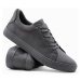 Ombre Casual one-color men's sneakers with combined materials - gray