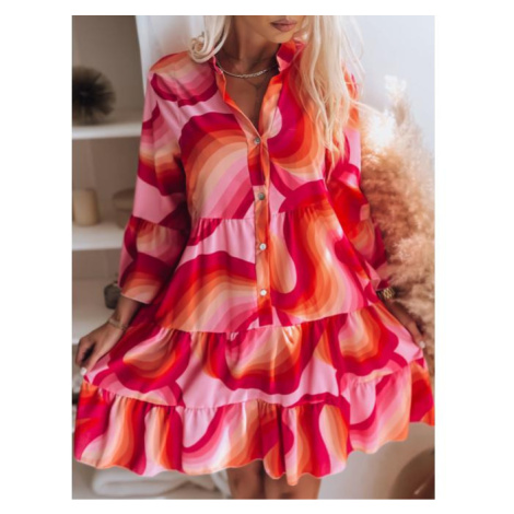 Dámské volánové šaty se vzorem v růžové barvě DStreet
