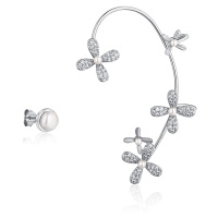 JwL Luxury Pearls Asymetrické náušnice s perlami a zirkony - levá záušnice JL0778