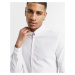 ASOS DESIGN slim fit textured shirt with collar bar-White