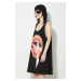 Bavlněné šaty Fiorucci Mouth Print Tank Dress černá barva, mini, oversize, W01FPDTA111CO01BK01