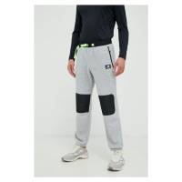 Kalhoty New Balance pánské, šedá barva, s aplikací