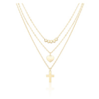 Dámský stříbrný pozlacený náhrdelník s křížkem STNAH0139F