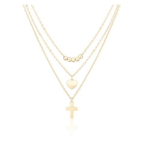 Dámský stříbrný pozlacený náhrdelník s křížkem STNAH0139F JVD