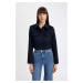 DEFACTO Crop Shirt Collar Button-down Pocket Detailed Blazer Jacket