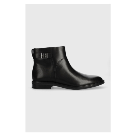 Kožené kotníkové boty Vagabond Shoemakers FRANCES 2.0 dámské, černá barva, na plochém podpatku, 