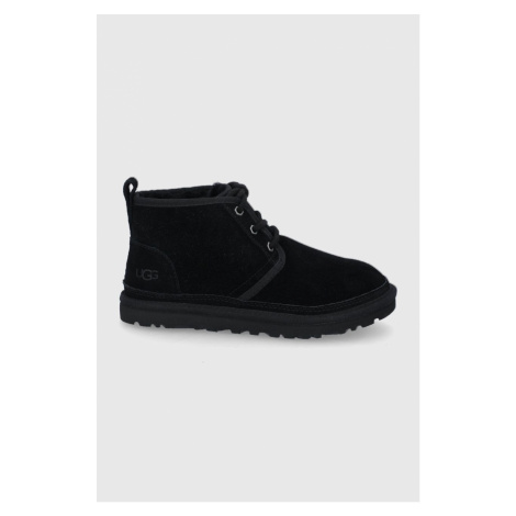 Semišové boty UGG Neumel dámské, černá barva, na plochém podpatku, zateplené, 1094269.BLK-BLK