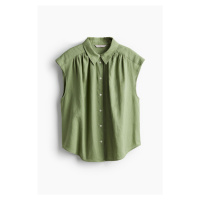 H & M - Košile z lněné směsi bez rukávů - zelená