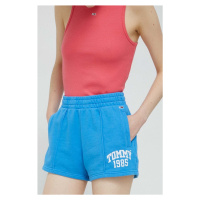 Bavlněné šortky Tommy Jeans hladké, high waist