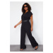 Trendyol Curve Black Belted Woven Overalls