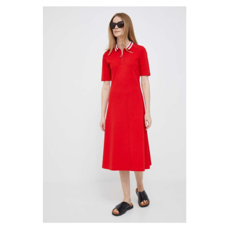 Šaty Tommy Hilfiger červená barva, mini