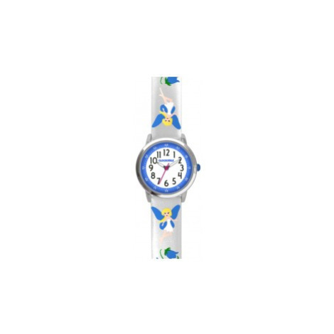 Stříbrné třpytivé dívčí hodinky s modrými vílami CLOCKODILE FAIRIES CWG5083