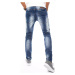 Modré děrované džíny s prosvětlením Denim vzor
