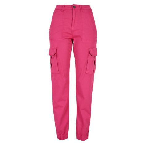 Ladies Cotton Twill Utility Pants - hibiskus pink Urban Classics