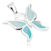 Stříbrný přívěsek 925, motýlek s křídly zdobenými modrou perletí