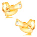 Diamantové náušnice ve žlutém 14K zlatě - dva malé oblouky, čirý briliant