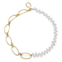 Oliver Weber Výrazný pozlacený náhrdelník s perlami Izanagi Silky Pearls 12315G