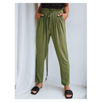 Zelené dámské kalhoty s gumou v pase