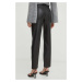 Kalhoty Bruuns Bazaar dámské, černá barva, fason cargo, high waist