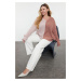 Trendyol Curve Dusty Rose Color Block V-Neck Knitwear Sweater