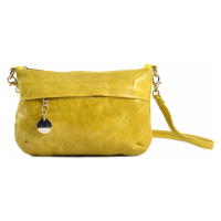 Dámská kabelka/kapsa i společenská s leskem kožená žlutá, 22 x 7 x 14 (IT00-20149-06KUZ)