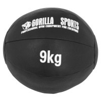 Gorilla Sports Kožený medicinbal, 9 kg, černý