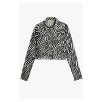 Koton Crop Shirt Zebra Patterned Buttoned Classic Collar