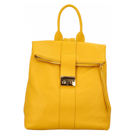 Dámský kožený batoh žlutý - ItalY Ahmedus žlutá