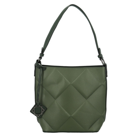 Trendy dámská koženková kabelka na rameno Faina, tmavě zelená Maria C.