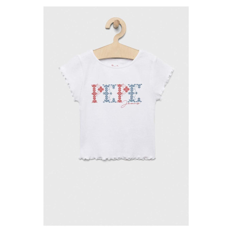 Dětské tričko Pepe Jeans PJL GJ Non-denim bílá barva