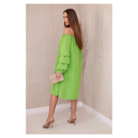 Španělské šaty s ozdobnými rukávy jasně zelená