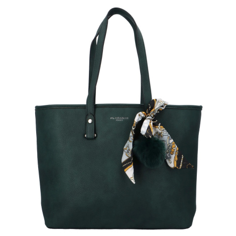 Klasická dámská koženková kabelka/shopper Valeriano, tmavě zelená FLORA & CO