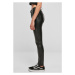 Ladies Mid Waist Synthetic Leather Pants - black