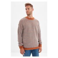 Trendyol Camel Regular Crew Neck Jacquard Sweater