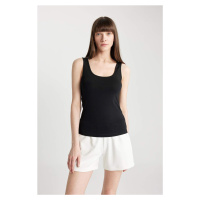 DEFACTO Fall In Love Regular Fit Cotton Basic Plain Black Undershirt