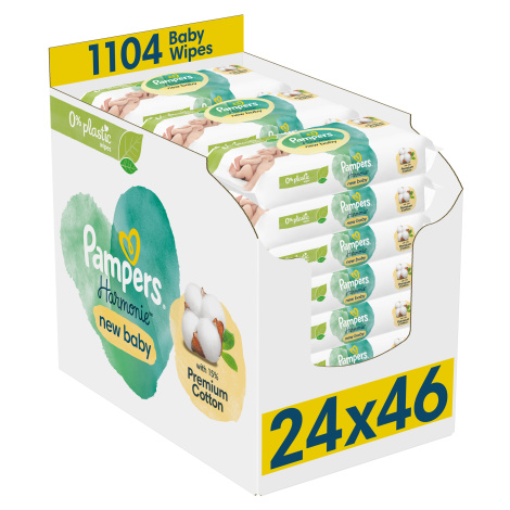 Pampers Harmonie New Baby Plastic Free Vlhčené ubrousky 24 x 46 ks